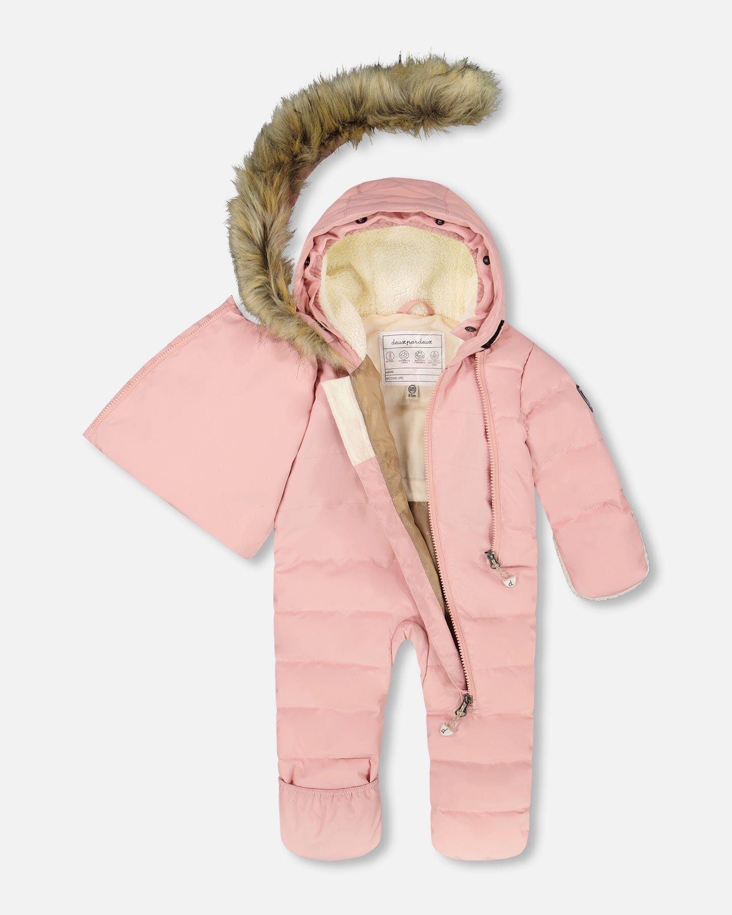 One-Piece Baby Snug Snowsuit Designed For Car Seat Pink