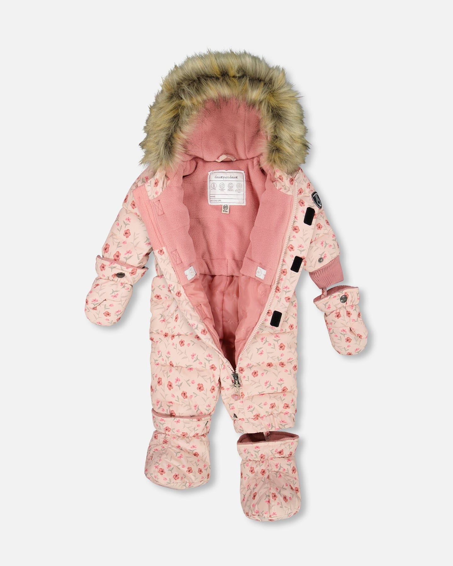 One-Piece Baby Original Puffy Snowsuit Pink Mini Flowers