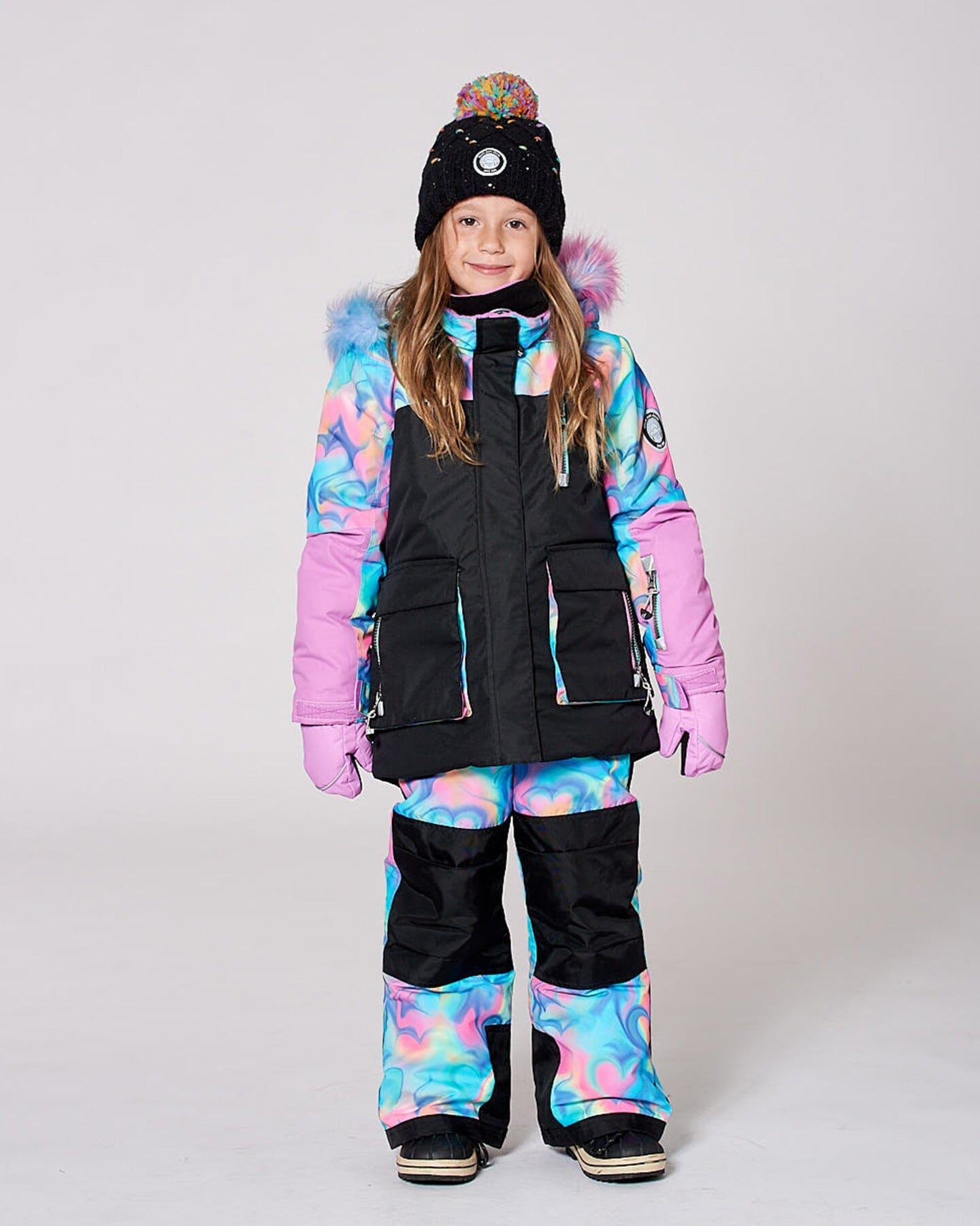 Two-Piece Play Snowsuit Rainbow Heart Print