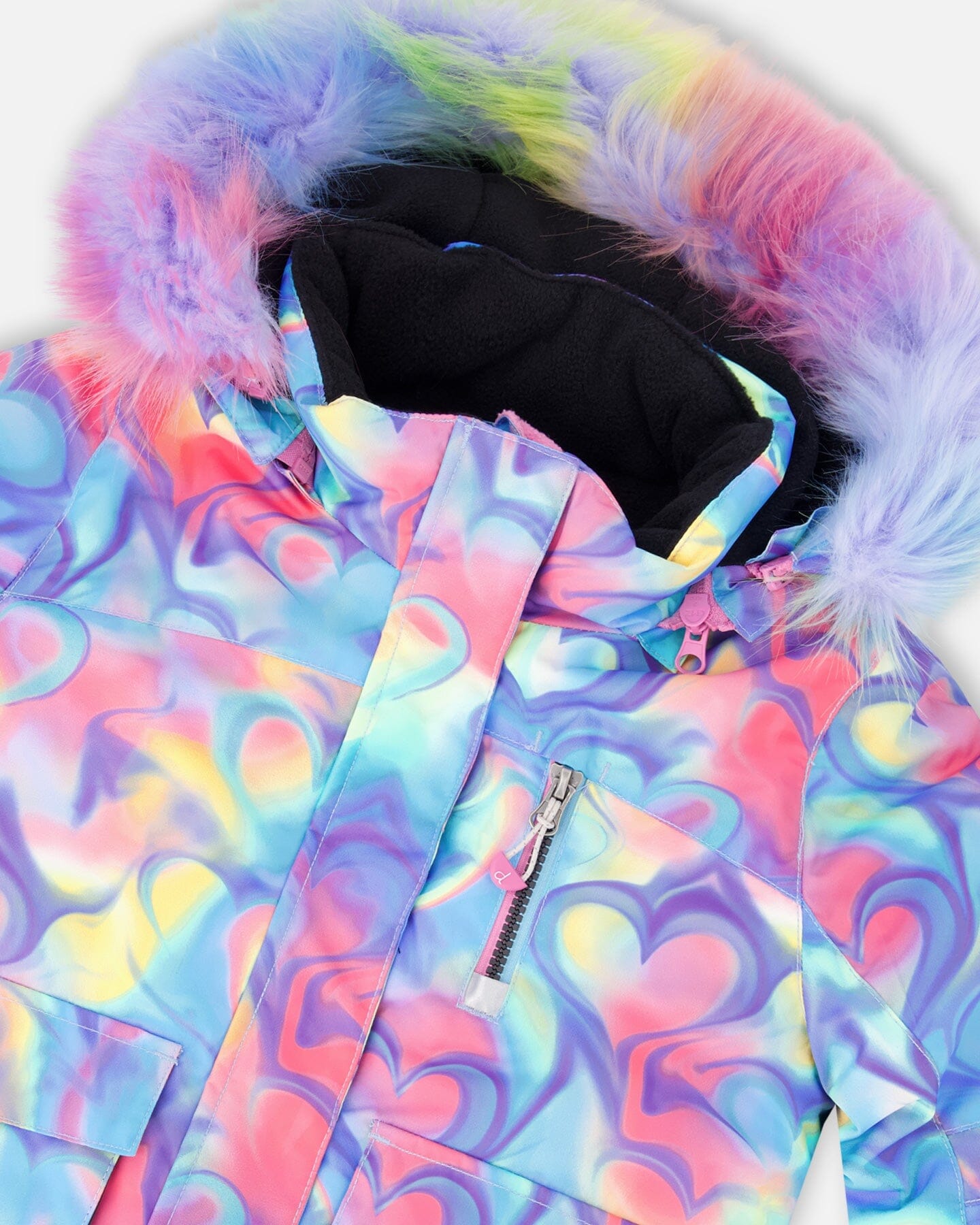 Two-Piece Play Snowsuit Black With Multicolor Print Jacket