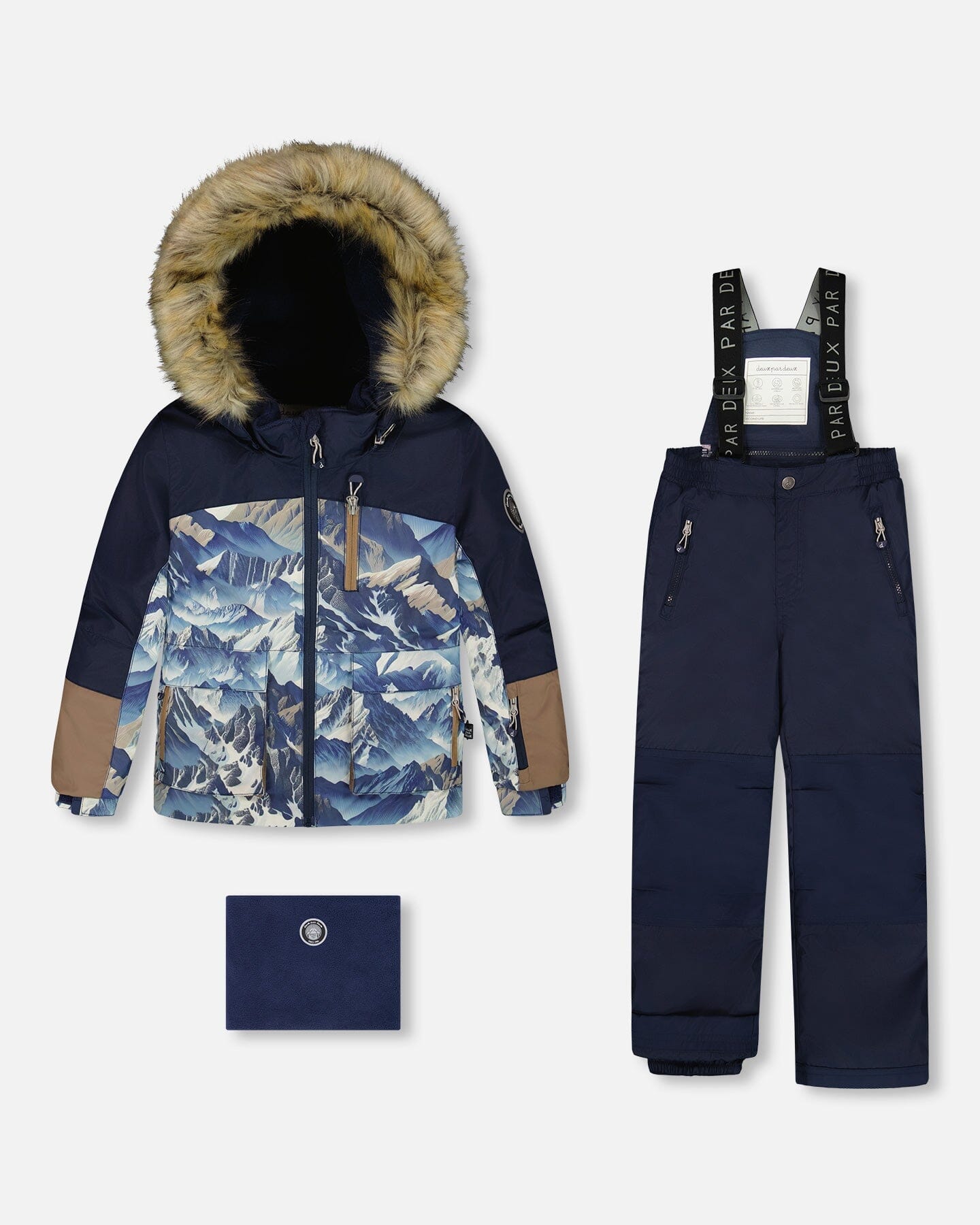Two-Piece Play Snowsuit With Printed Colorblocked Jacket Navy Blue