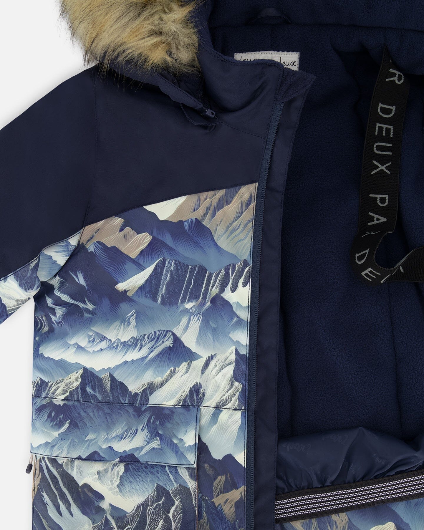 Two-Piece Play Snowsuit With Printed Colorblocked Jacket Navy Blue