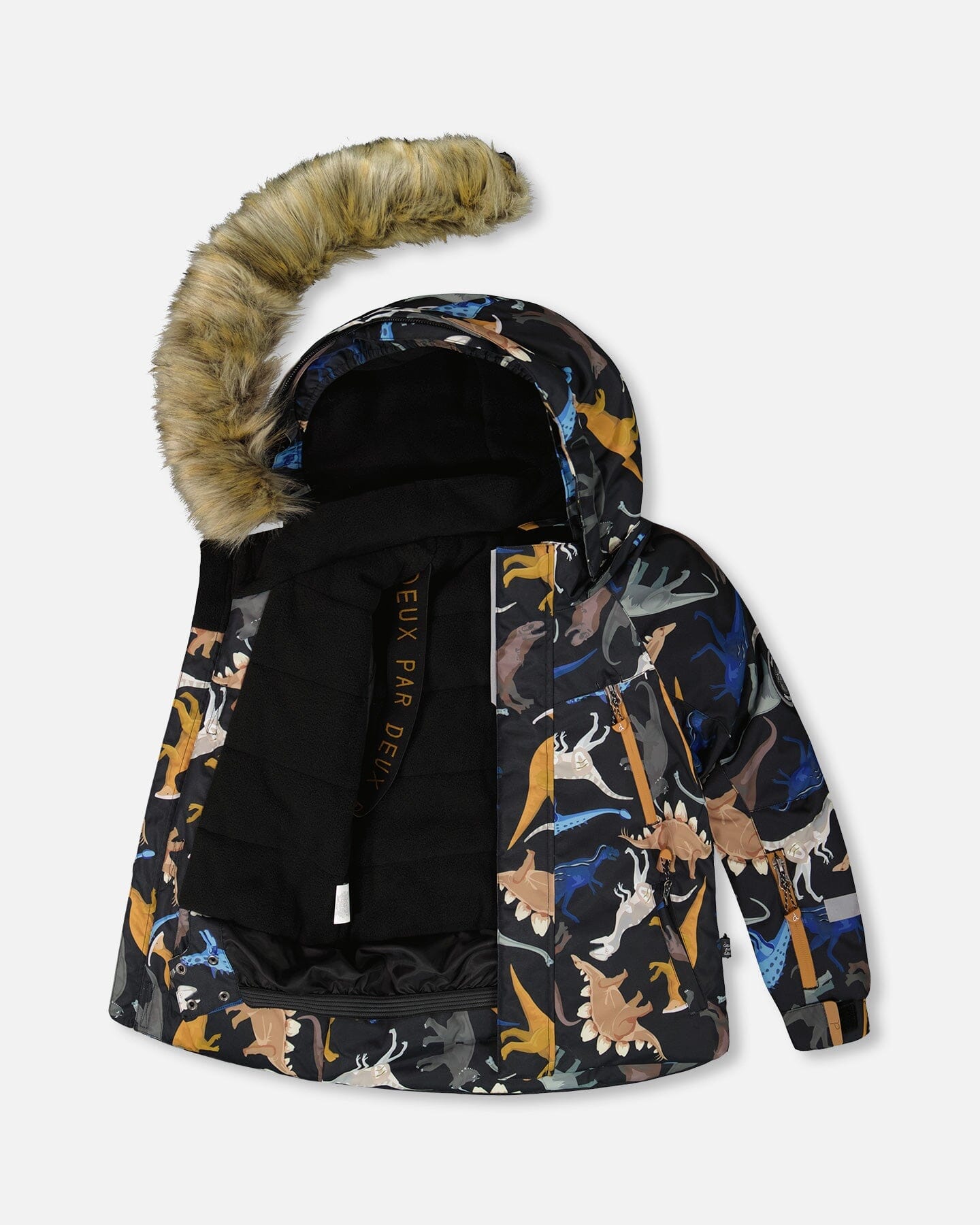 Two-Piece Play Snowsuit With Printed Dinosaurs Jacket Brown