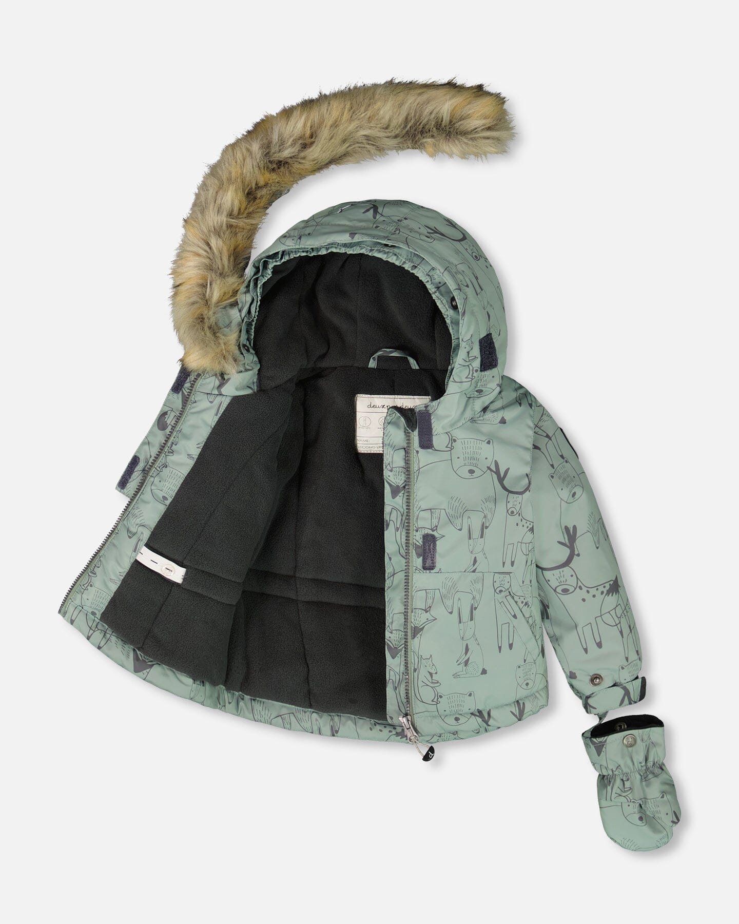 Two-Piece Baby Play Snowsuit With Printed Jacket Sage Green