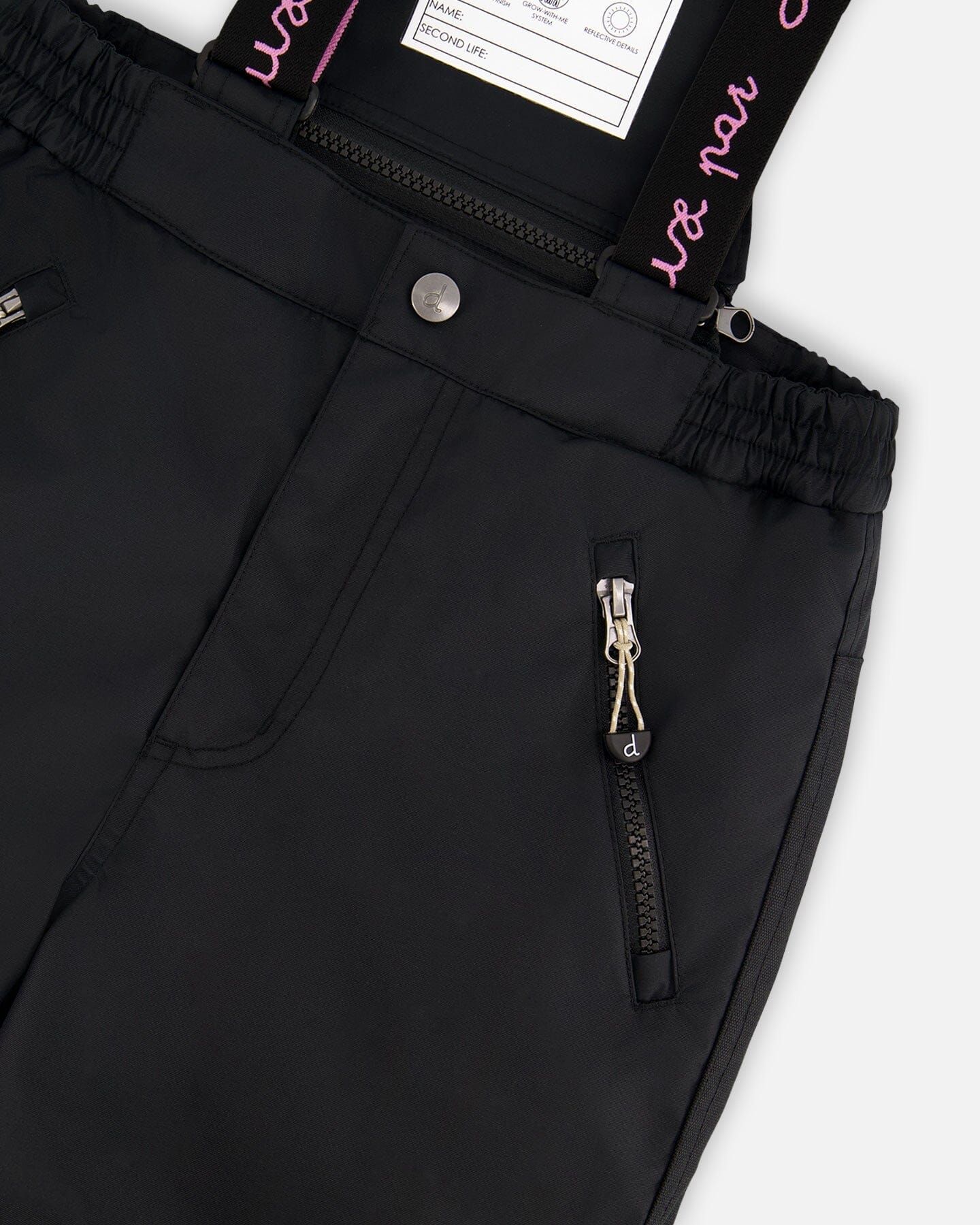 Two-Piece Play Snowsuit With Multicolor Print Jacket And Solid Pant Black