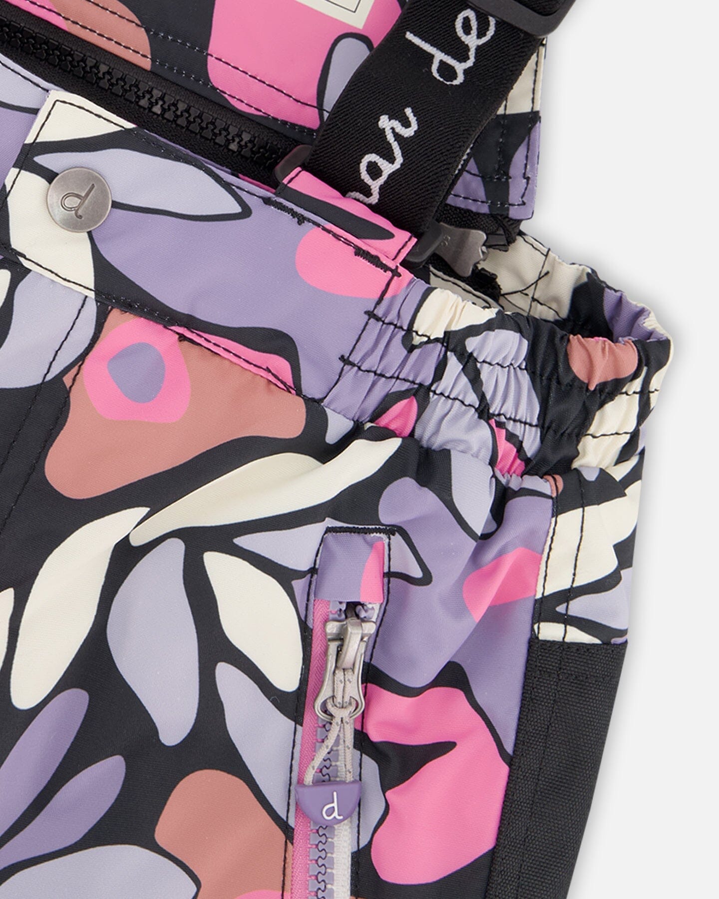 Two-Piece Play Snowsuit Black Retro Flower Print