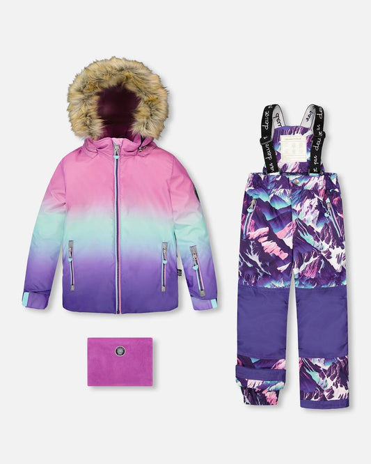 Two-Piece Play Snowsuit Purple Mountain Print