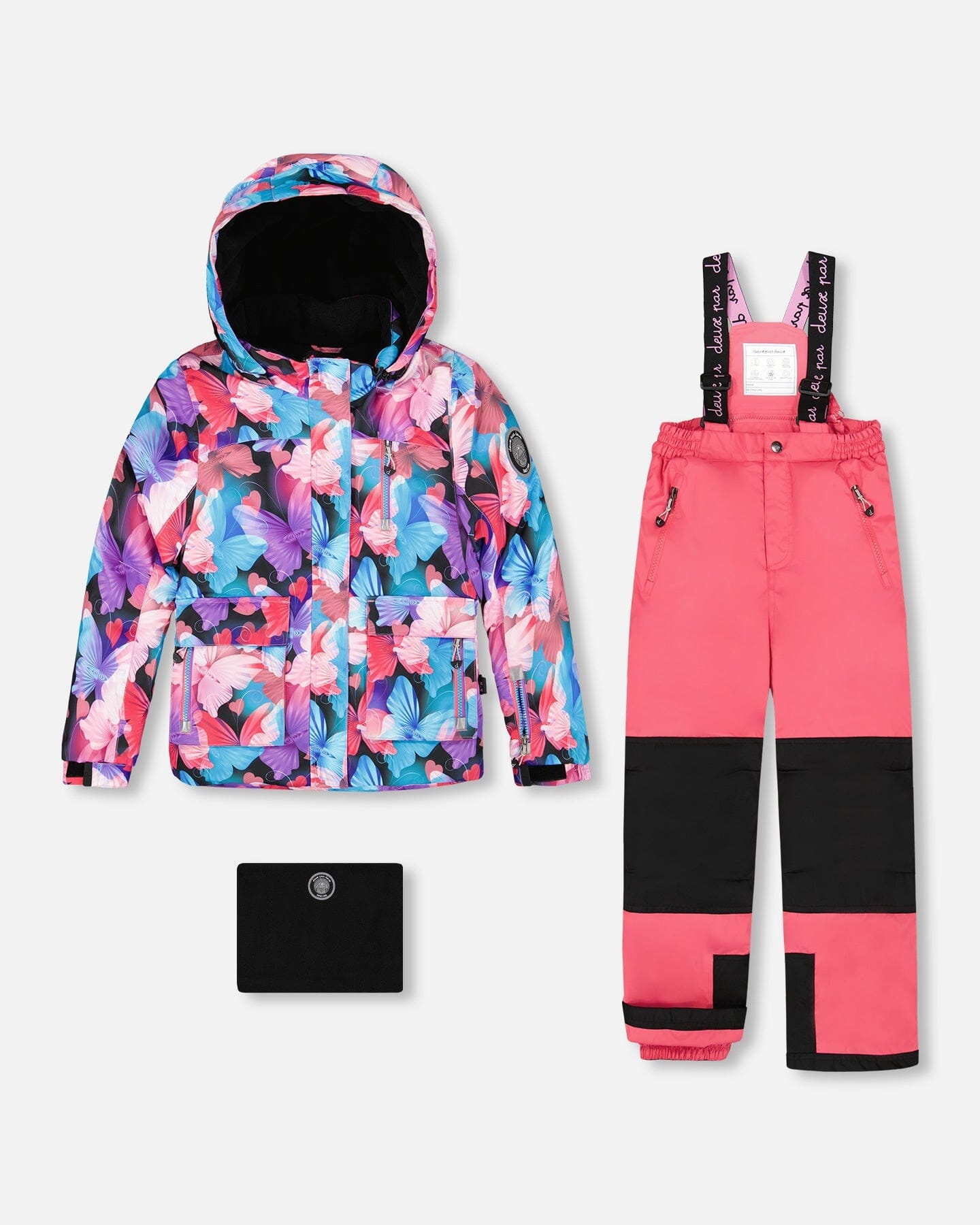 Two-Piece Play Snowsuit Flash Coral With Butterfly Print Jacket