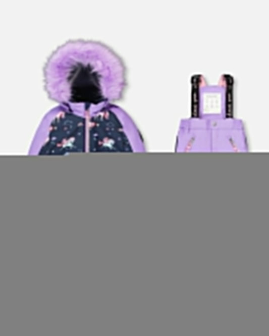 Two-Piece Play Snowsuit With Printed Colorblocked Jacket Lavender
