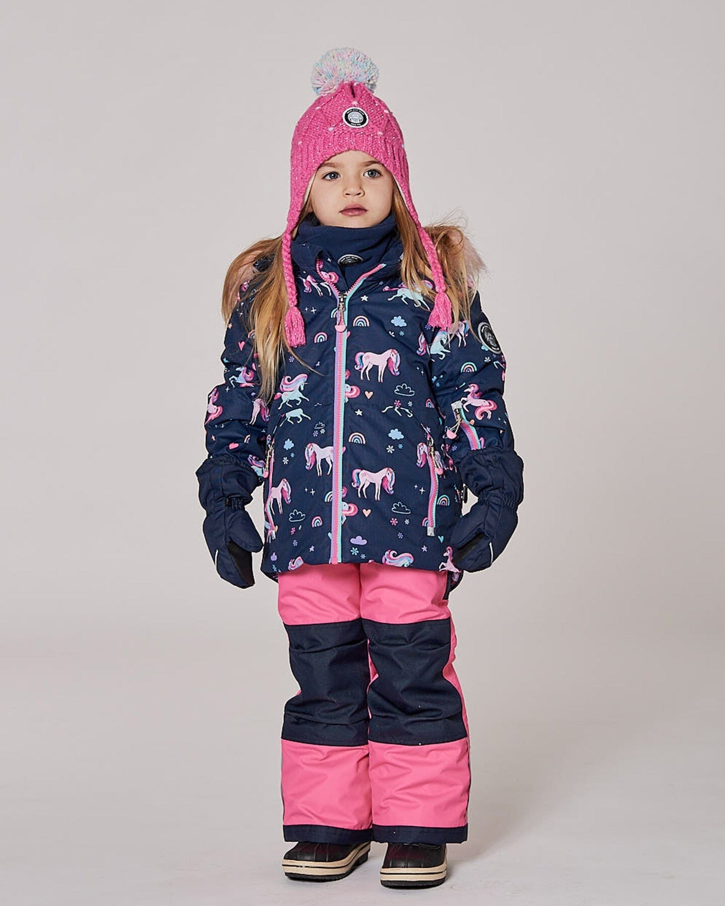 Two-Piece Play Snowsuit With Printed Jacket And Solid Pant Candy Pink