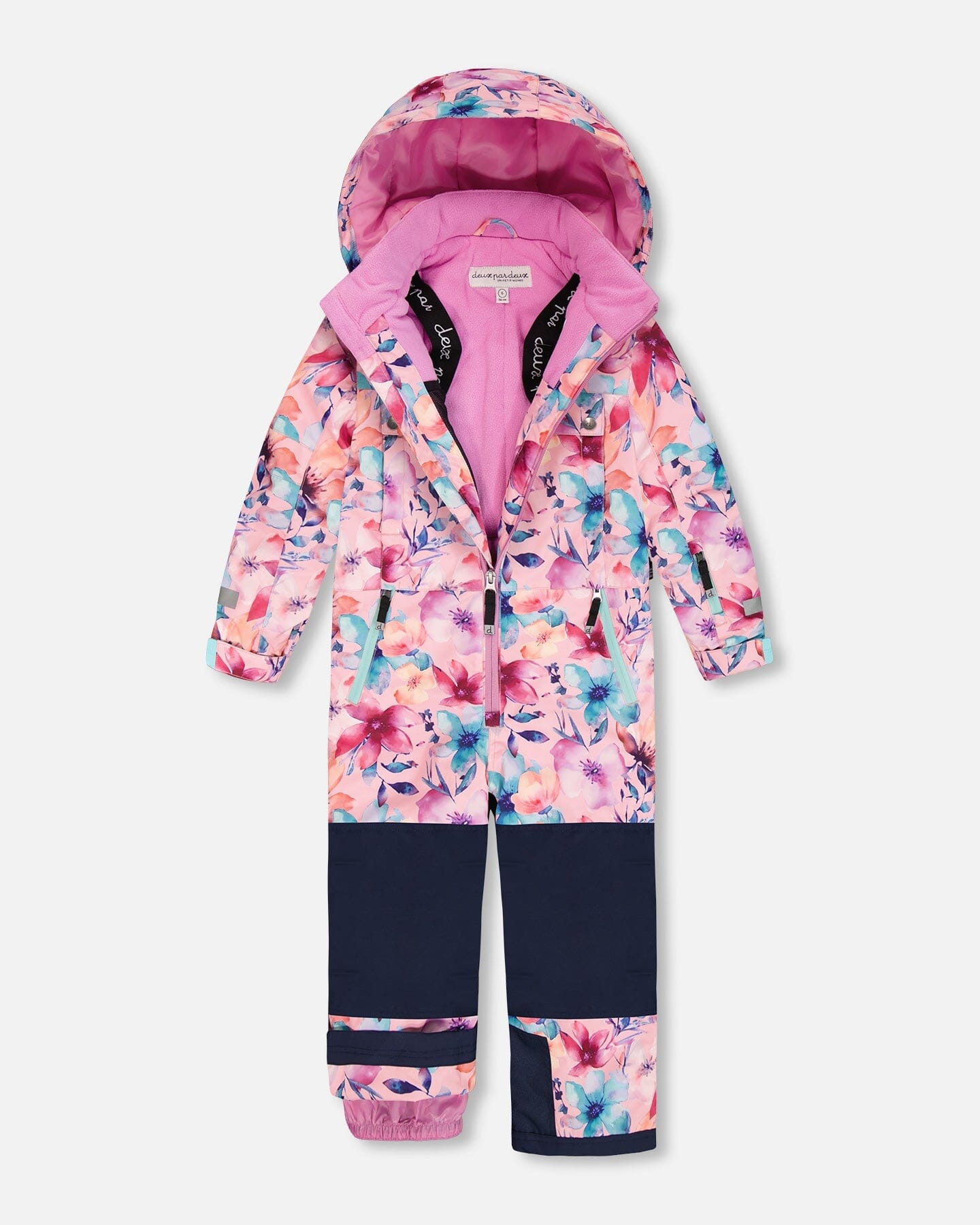 One-Piece Teknik Snowsuit Pink Watercolor Flower Print
