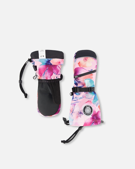 Winter Mittens Teknik Pink Watercolor Flower Print
