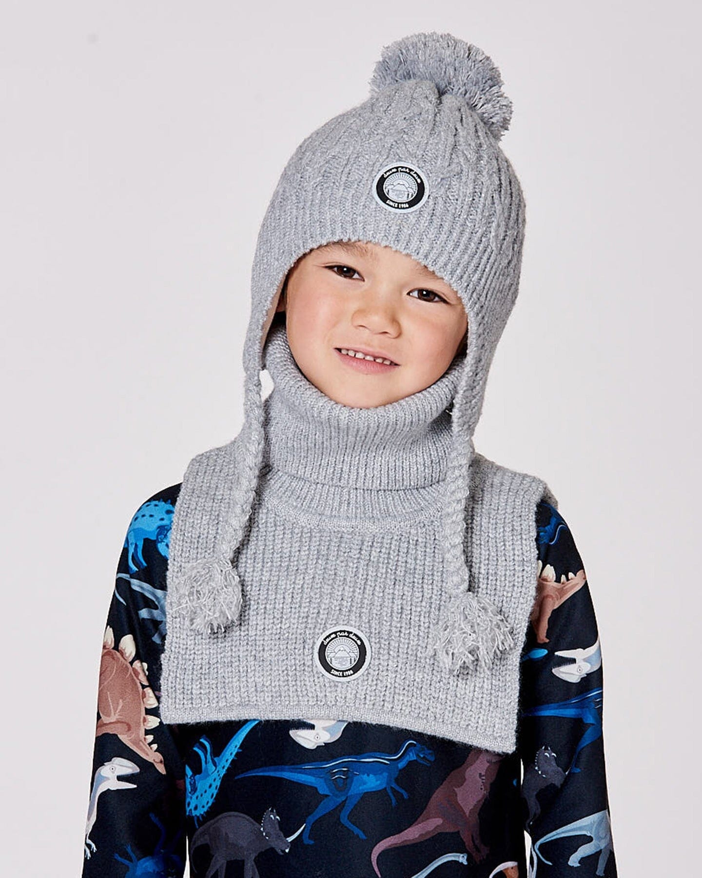 Lined Winter Hat With Pompom Heather Gray