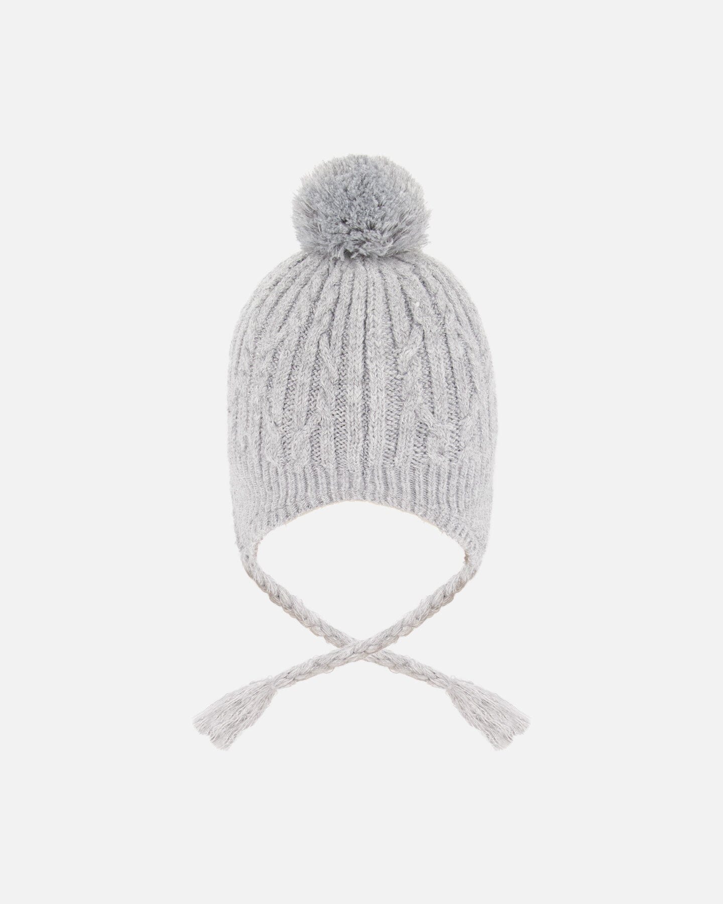Lined Winter Hat With Pompom Heather Gray
