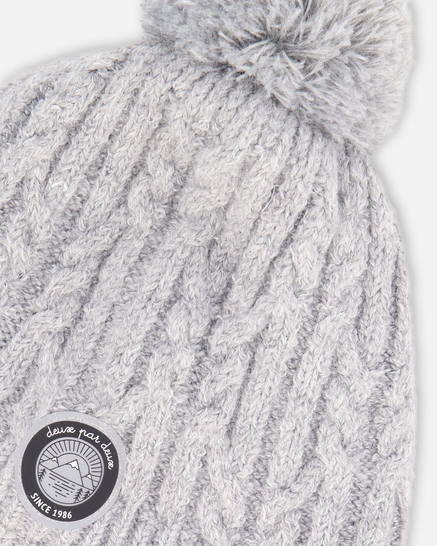 Lined Winter Hat With Pompom Heather Gray