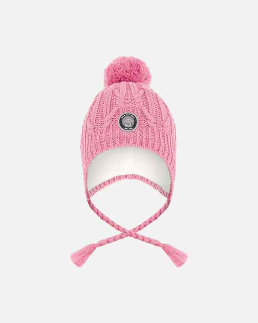 Lined Winter Hat With Pompom Purple