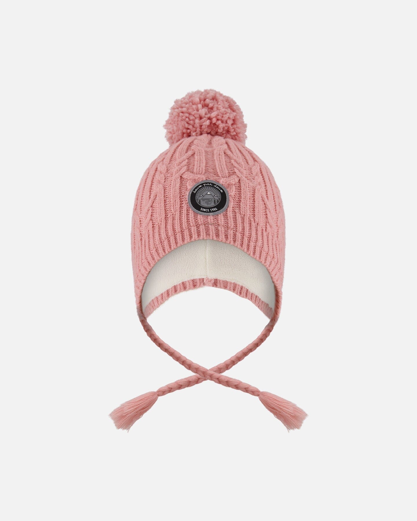 Lined Winter Hat With Pompom Dusty Pink