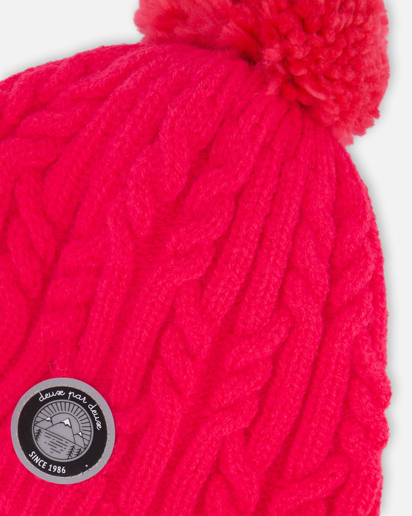 Lined Winter Hat With Pompom Flash Coral