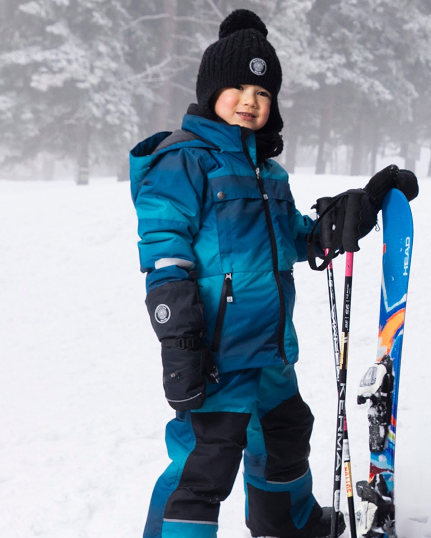 Lined Winter Hat With Pompom Black