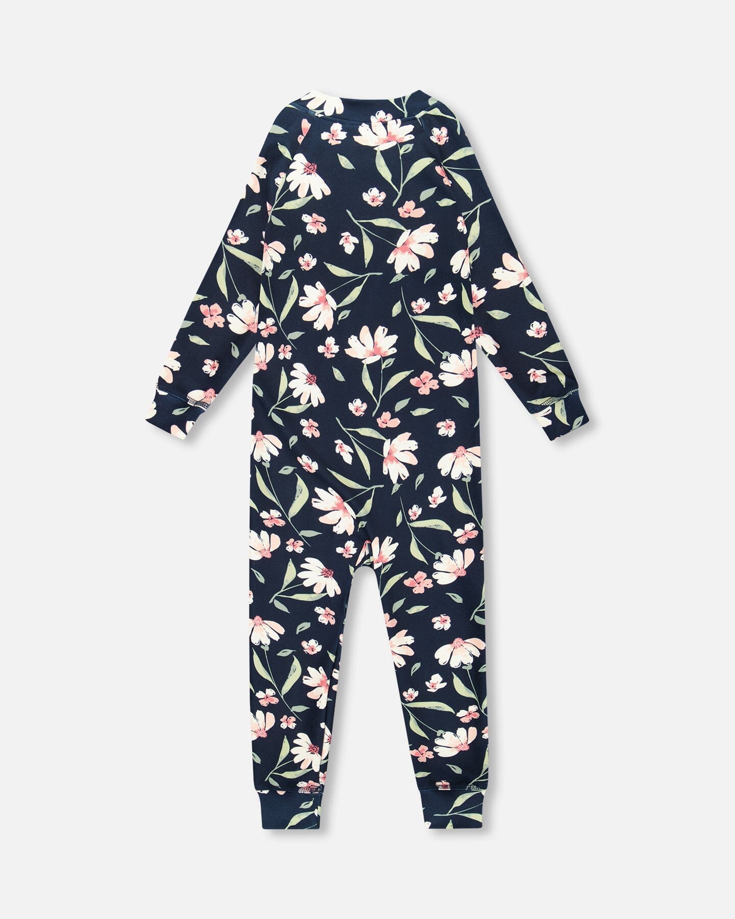 One-Piece Thermal Underwear Navy Flower Print