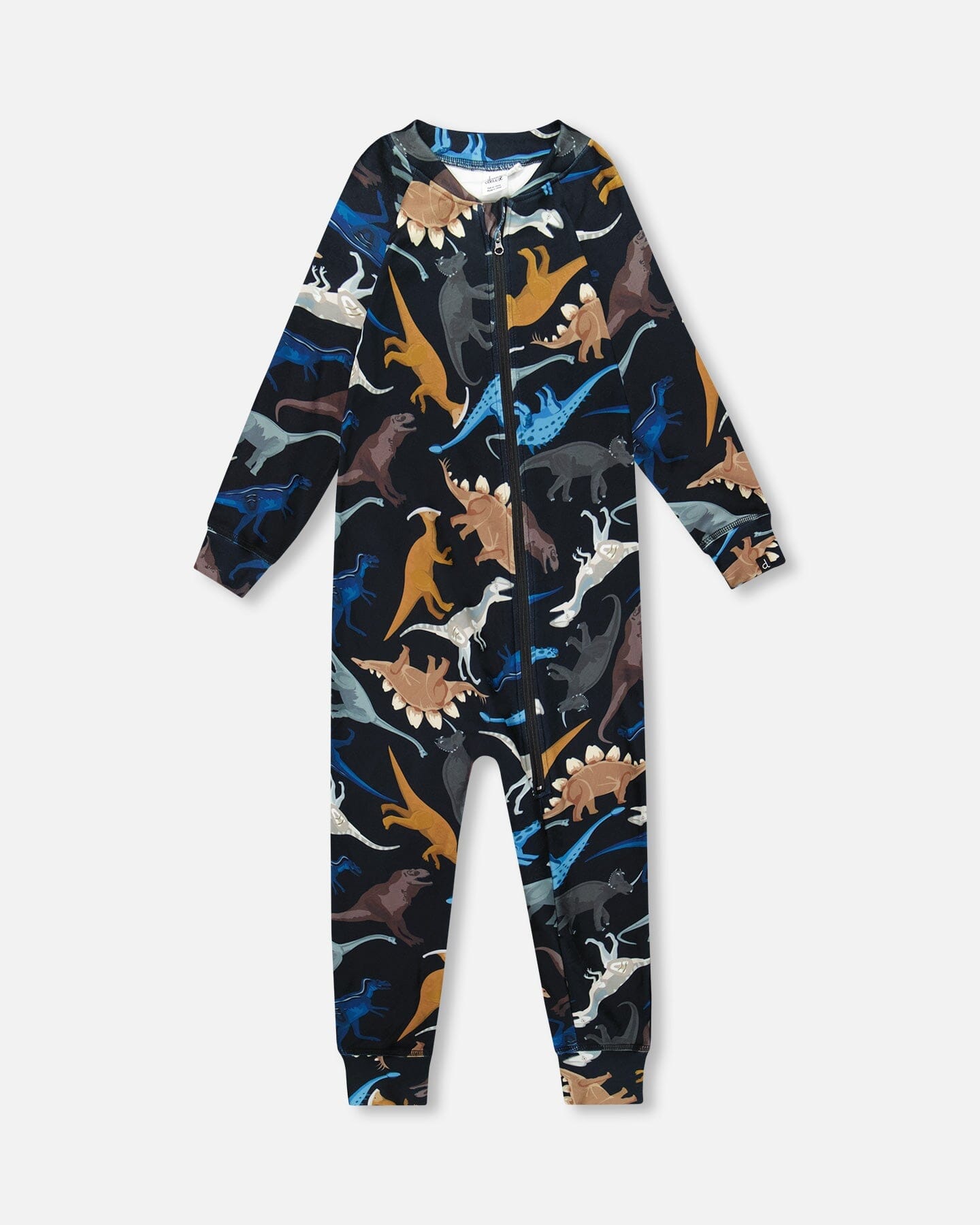 One-Piece Thermal Underwear Black Dinosaur Print