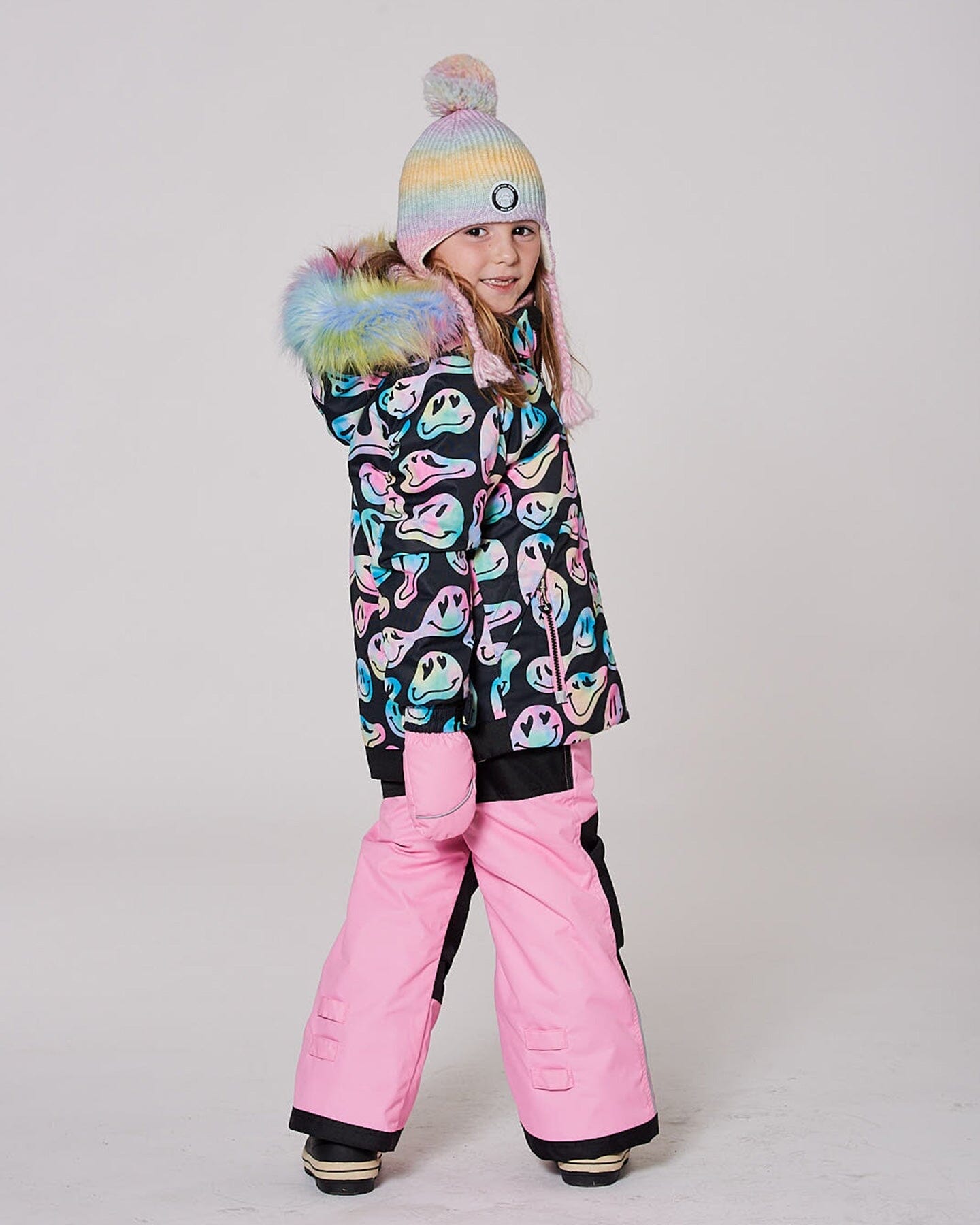 Lined Peruvian Knit Pompom Hat Multicolor