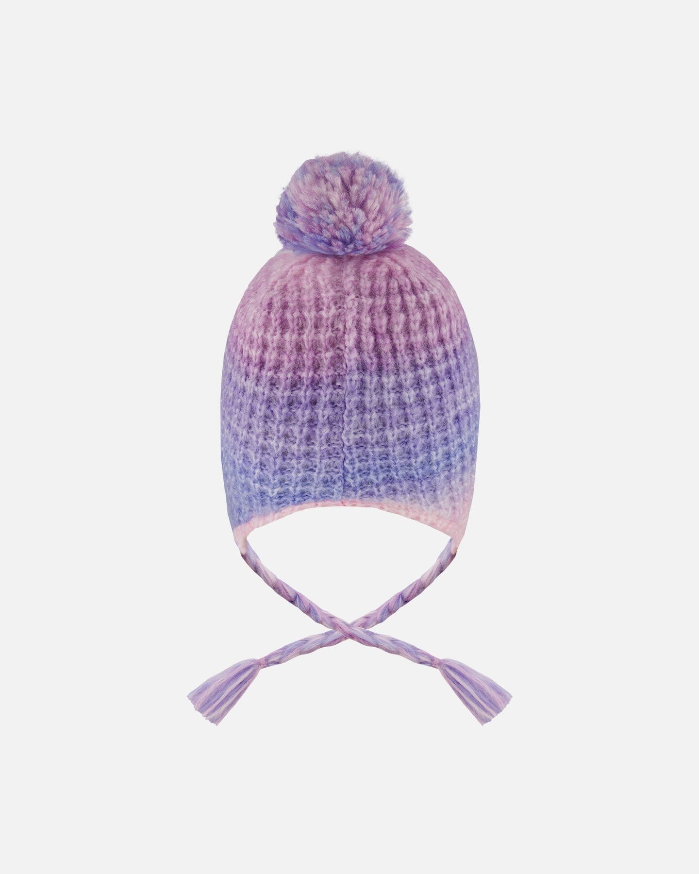 Lined Peruvian Knit Pompom Hat Blue, Purple And Pink