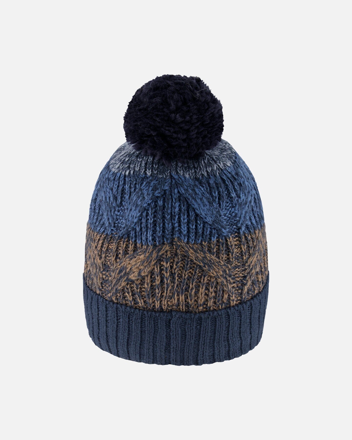 Lined Knit Pompom Hat Taupe And Navy