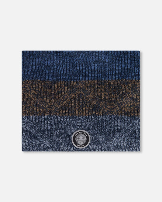 Lined Knit Neckwarmer Taupe And Navy