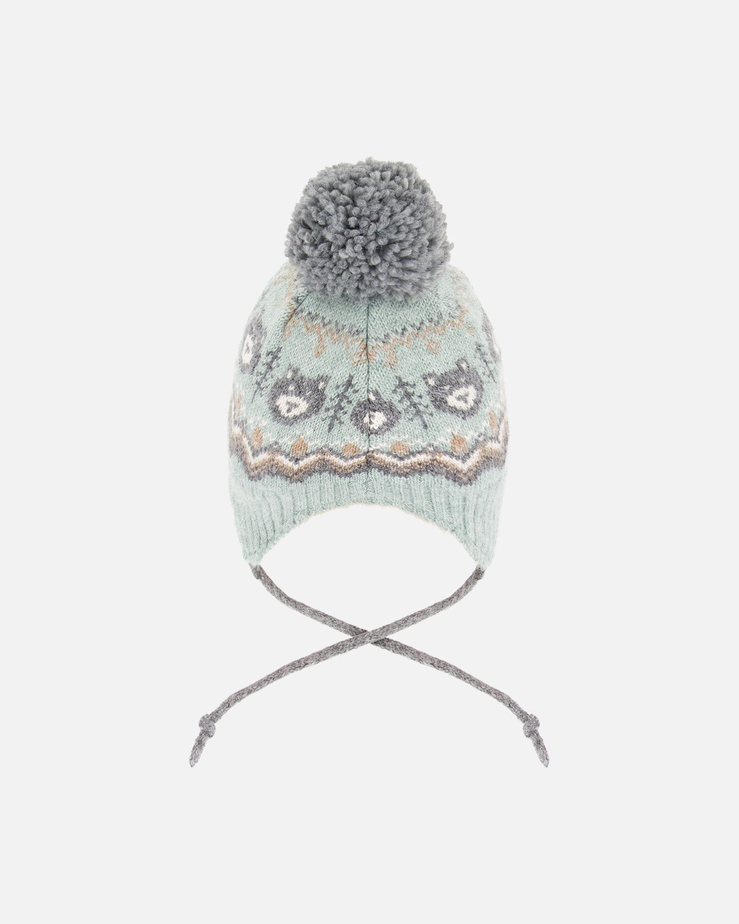 Lined Peruvian Knit Pompom Hat Gray And Sage