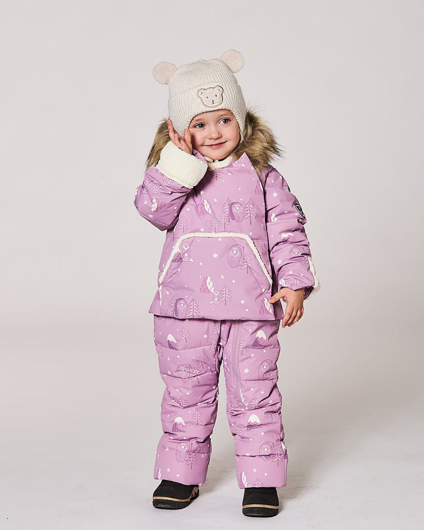 Lined Baby Winter Knit Hat With Ear Flaps Off-White