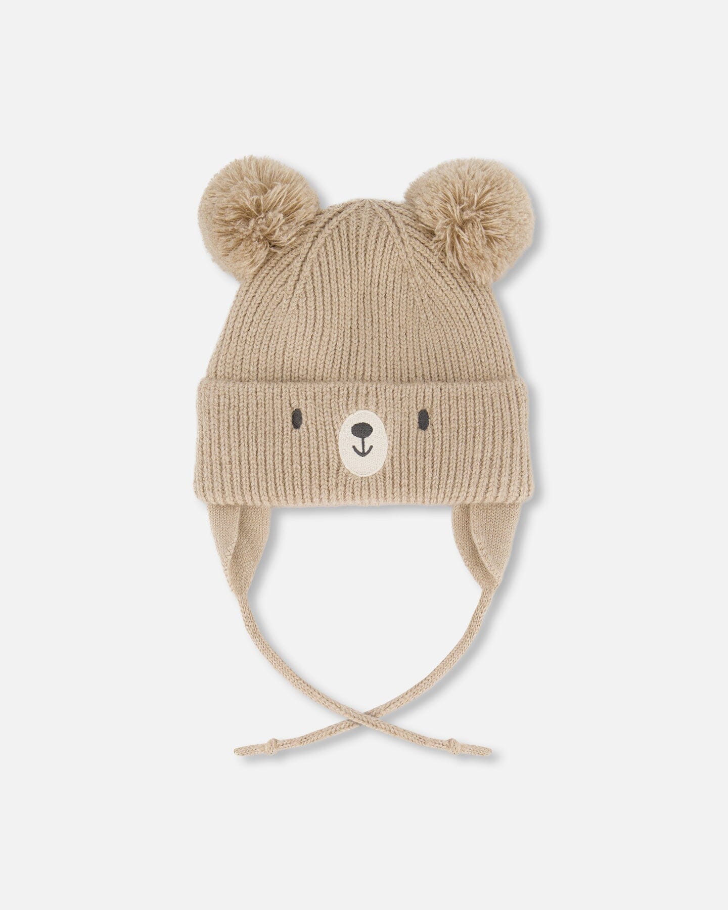 Lined Baby Knit Hat With Pompoms Chanterelle