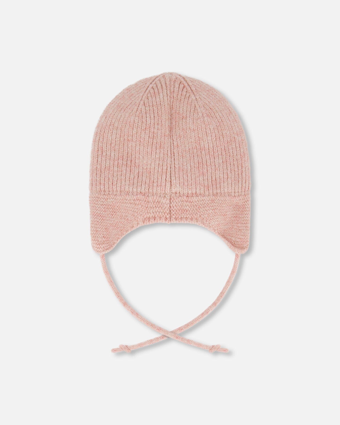 Lined Baby Knit Hat With Ears And Strings Dusty Pink