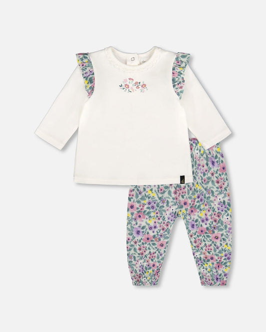 Organic Cotton Off-White Top And Muslin Pants Set