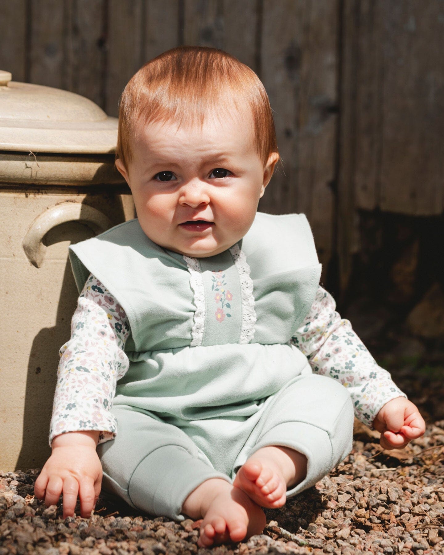 Organic Cotton Bodysuit And Sleeveless Overalls Set Jade Green