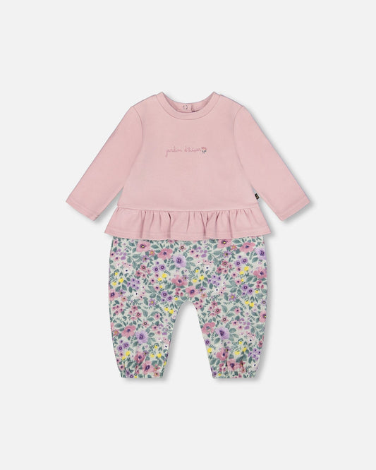 Organic Cotton Bi-Material Romper Neutral Purple