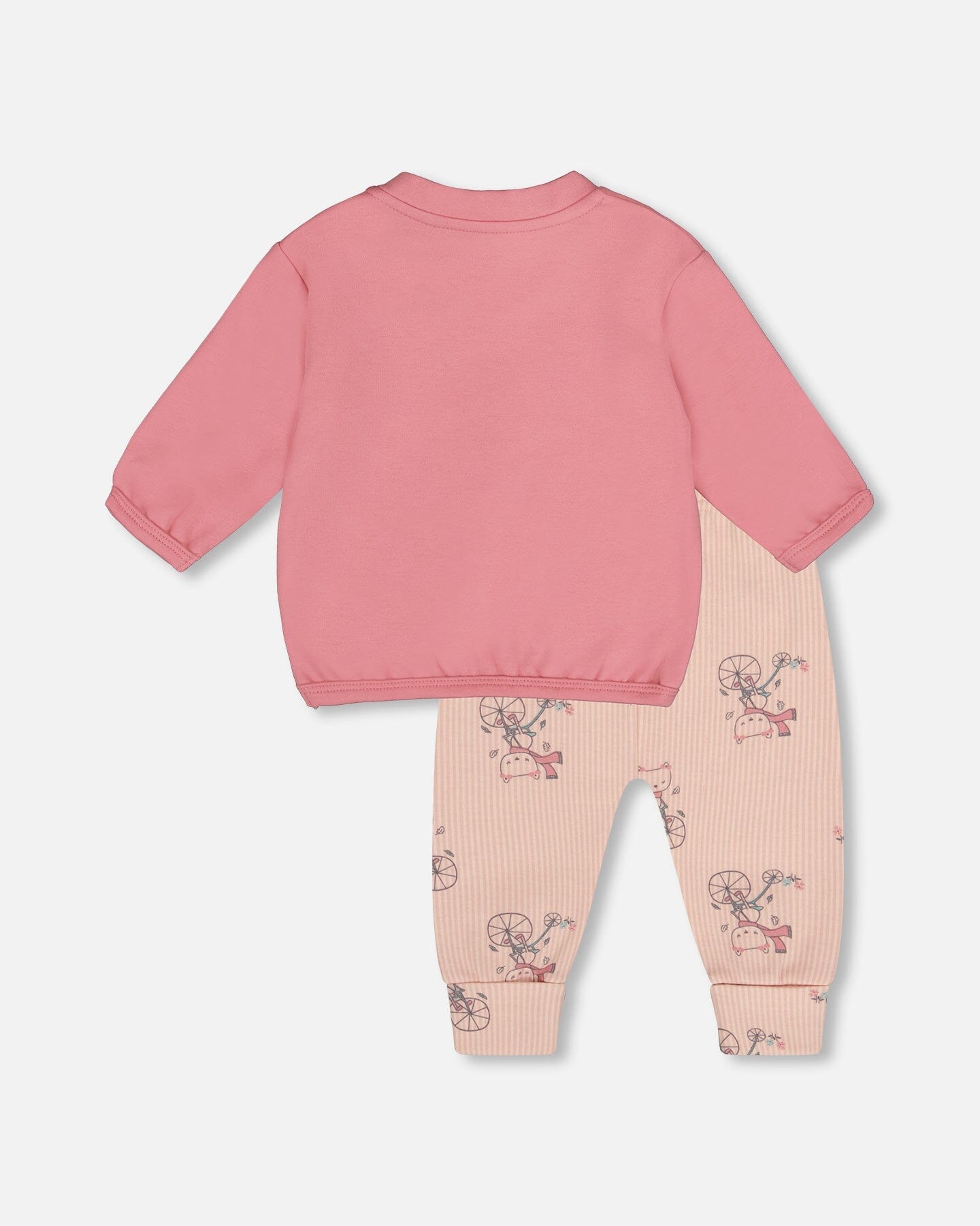 Organic Cotton Pant With Top Set Pink Cat Print