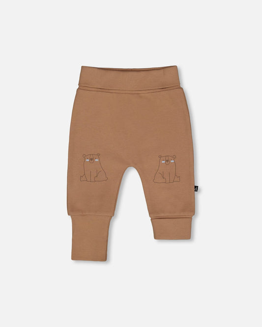 Organic Cotton Evolutive Pants Brown With Bears