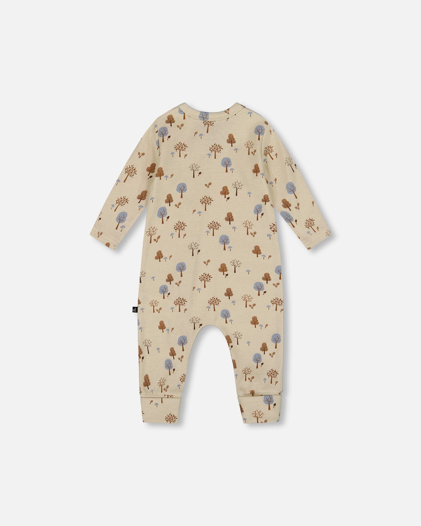 Organic Cotton Zipped Romper Beige Tree Print