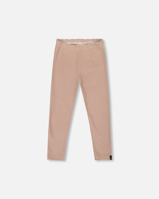 Rib Striped Leggings Beige And Off-White