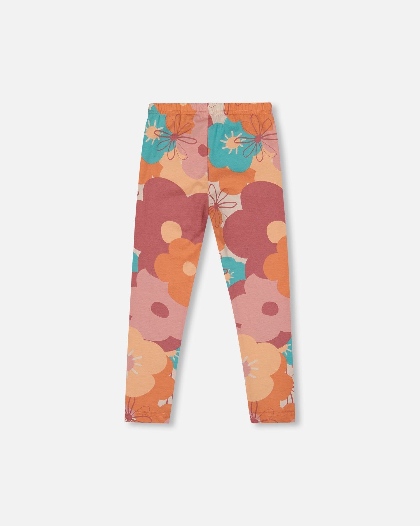 Organic Cotton Jersey Leggings With Coral Flowers