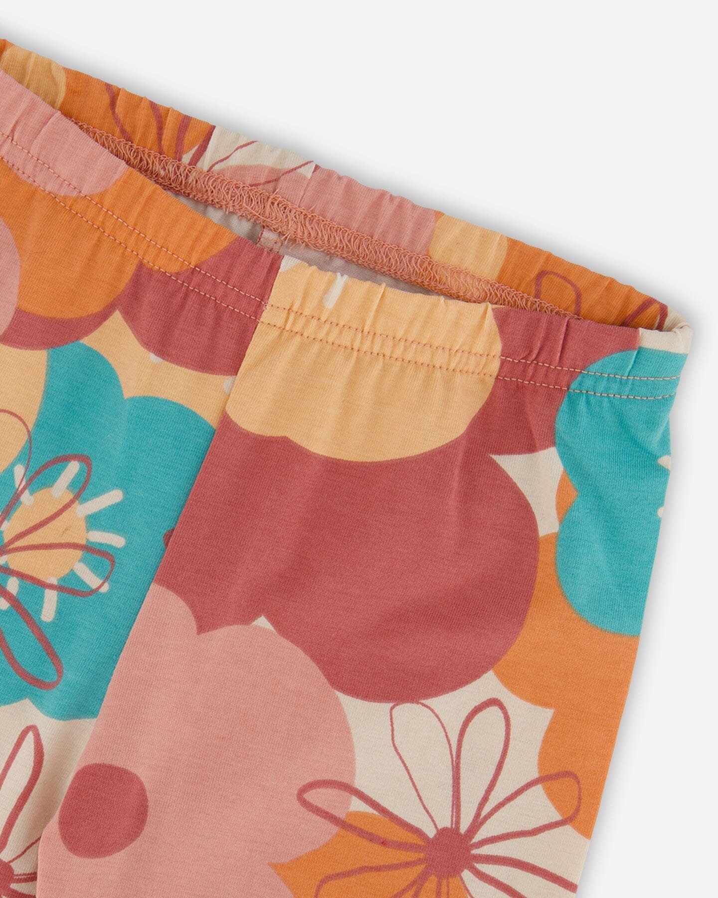 Organic Cotton Jersey Leggings With Coral Flowers