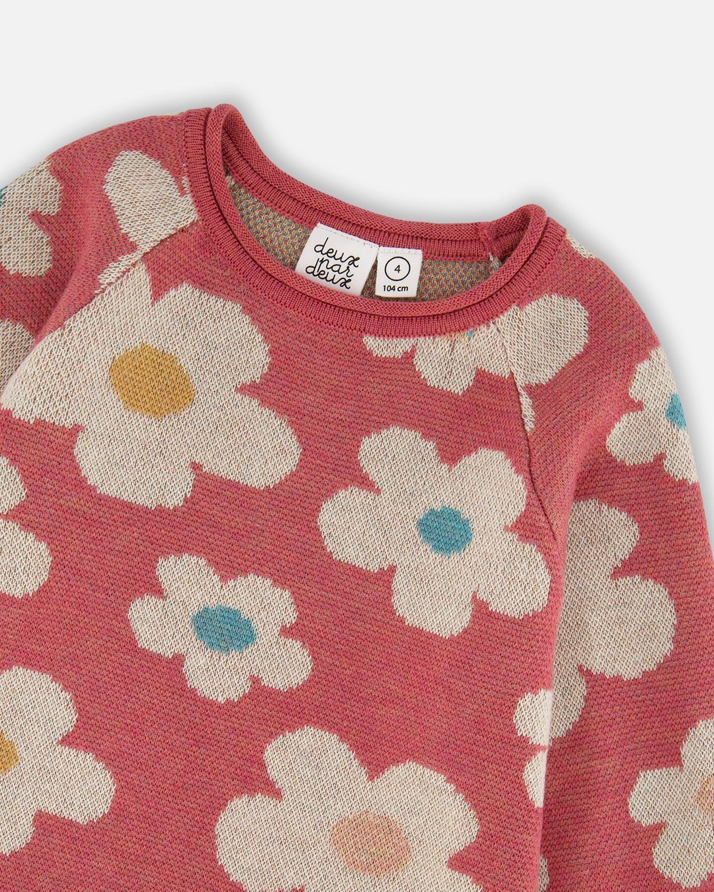 Knitted Dress With Flower Jacquard Old Pink And Beige