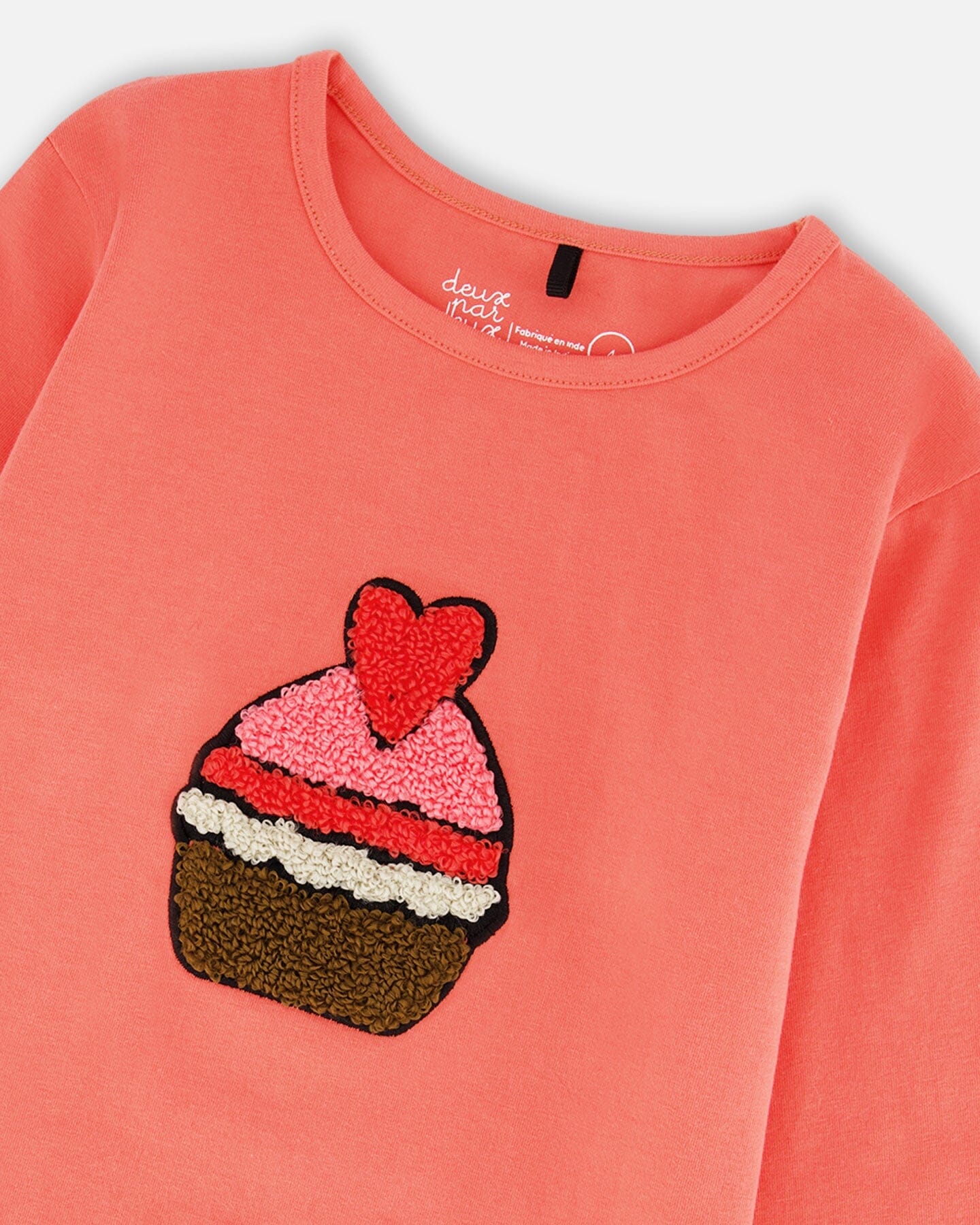 Organic Cotton T-Shirt Coral With Cupcake