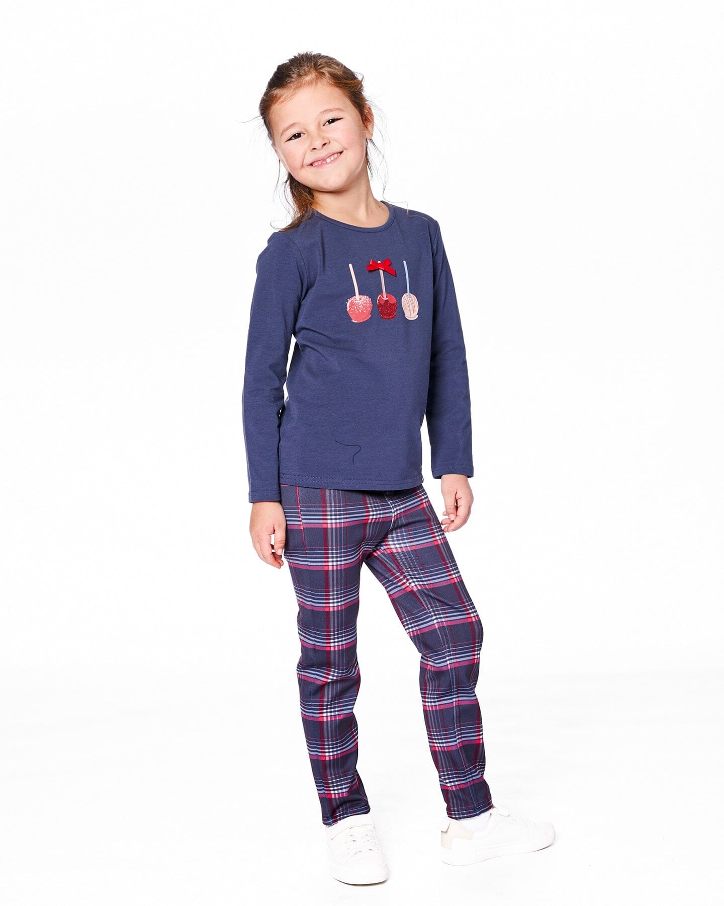 Organic Cotton T-Shirt Navy Blue With Apple Treats