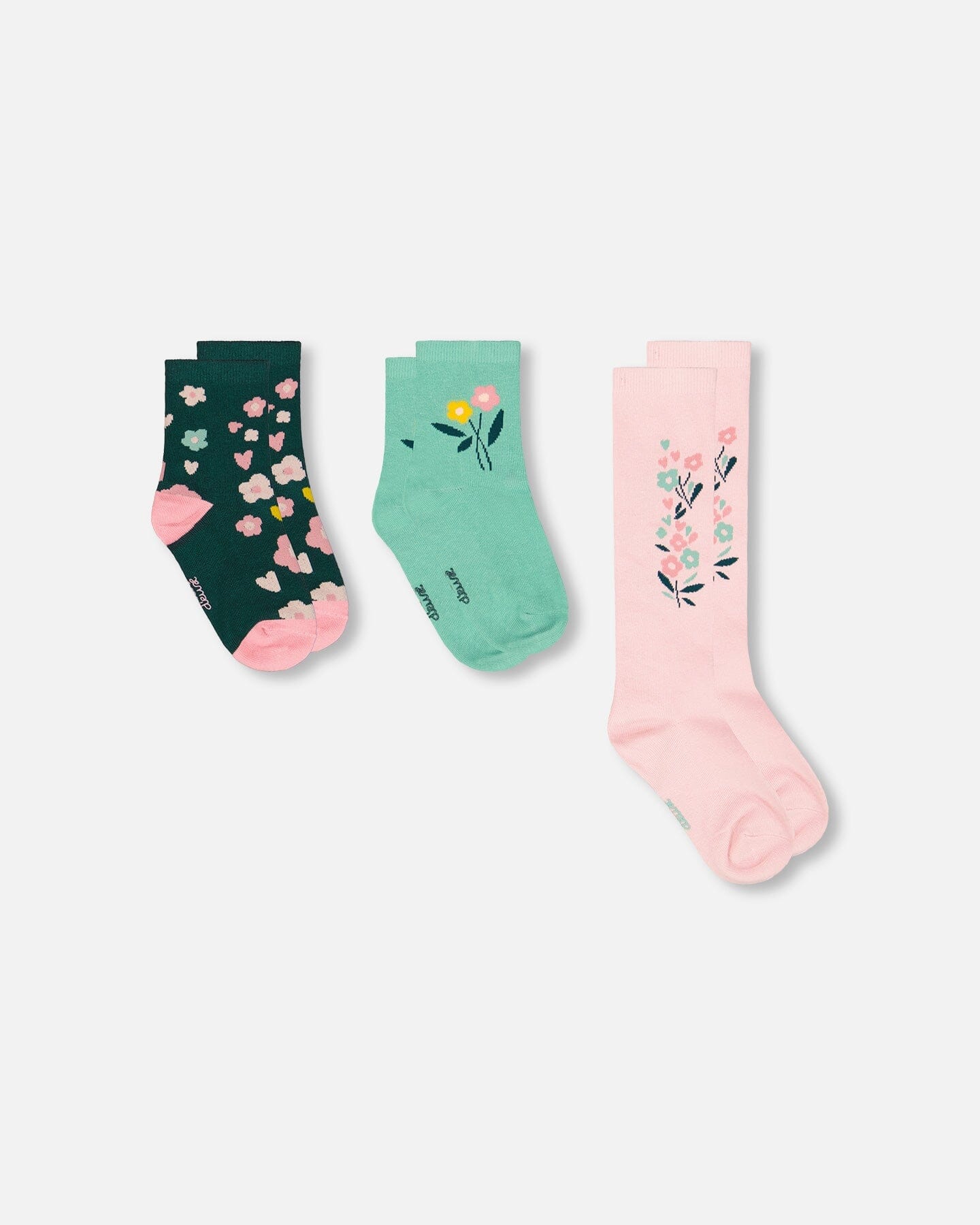 3-Pack Knit Socks Pink And Green