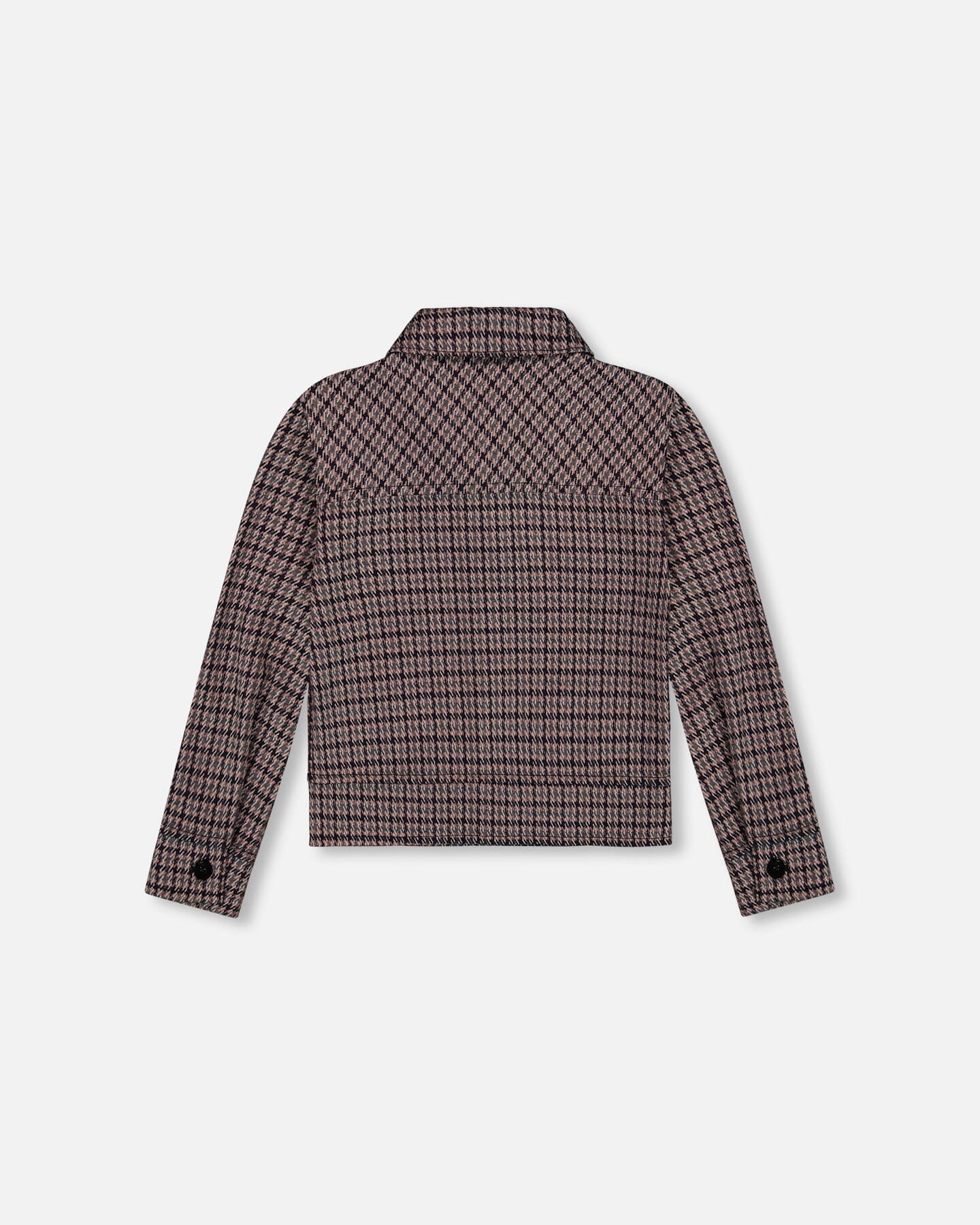 Jacquard Knit Jacket With Houndstooth Pattern