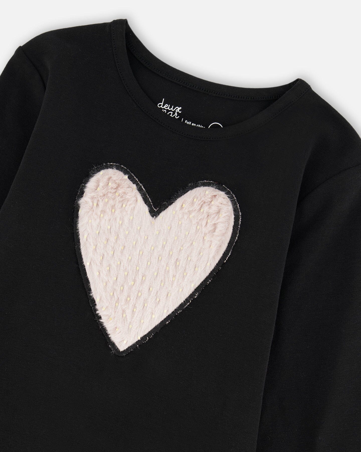 Organic Cotton Long Sleeve T-Shirt Black With Heart