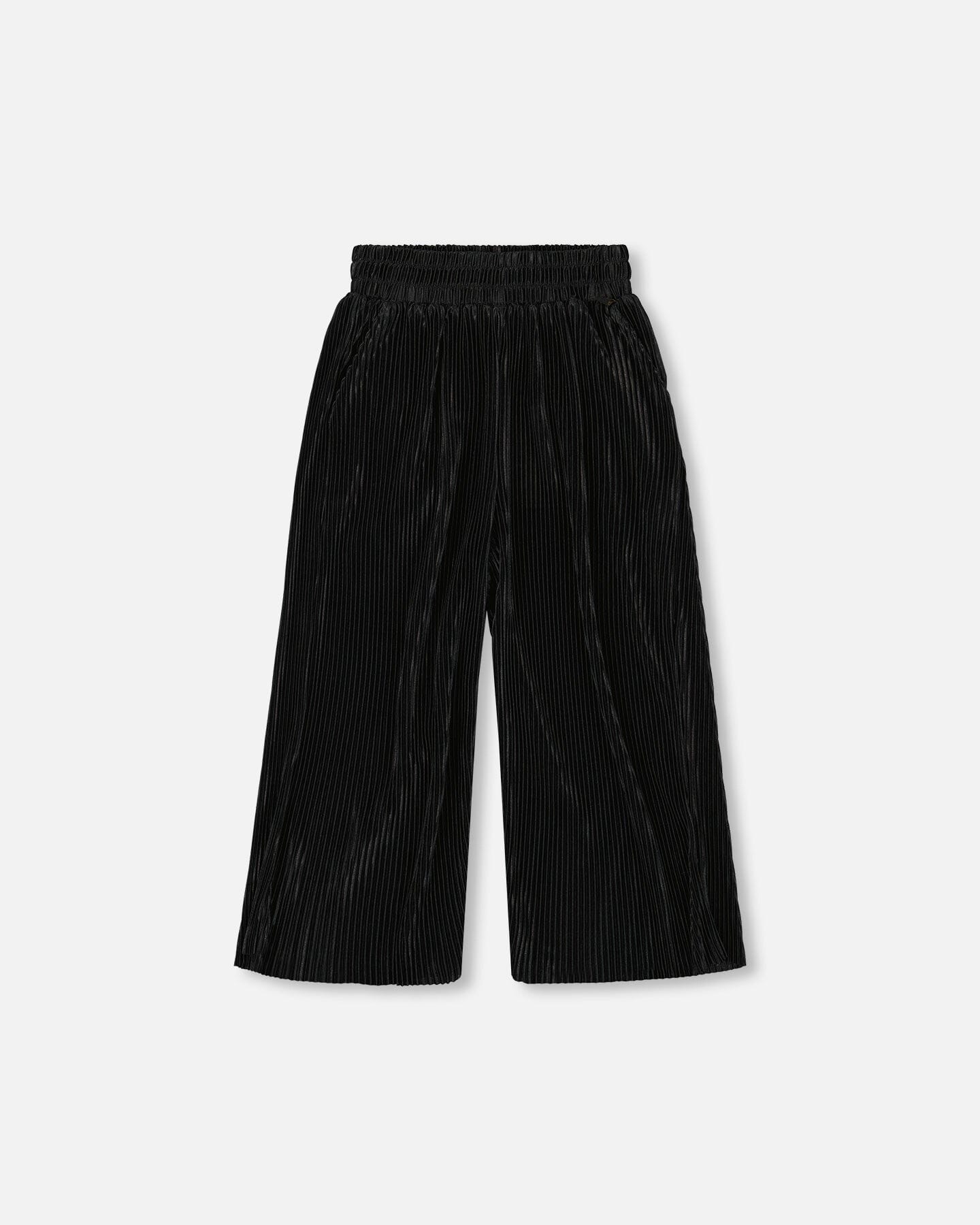 Wide Leg Pleated Pants Black