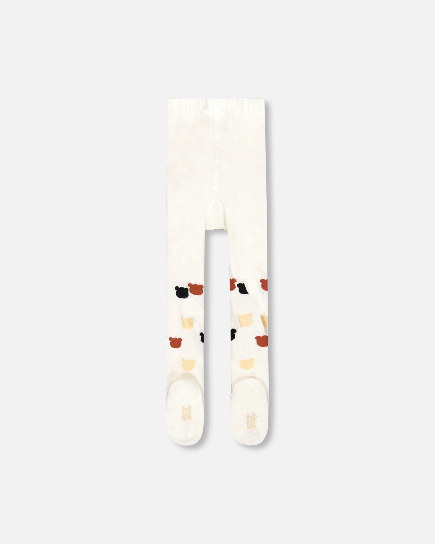 Knit Tights Off-White With Teddy Bear Pattern